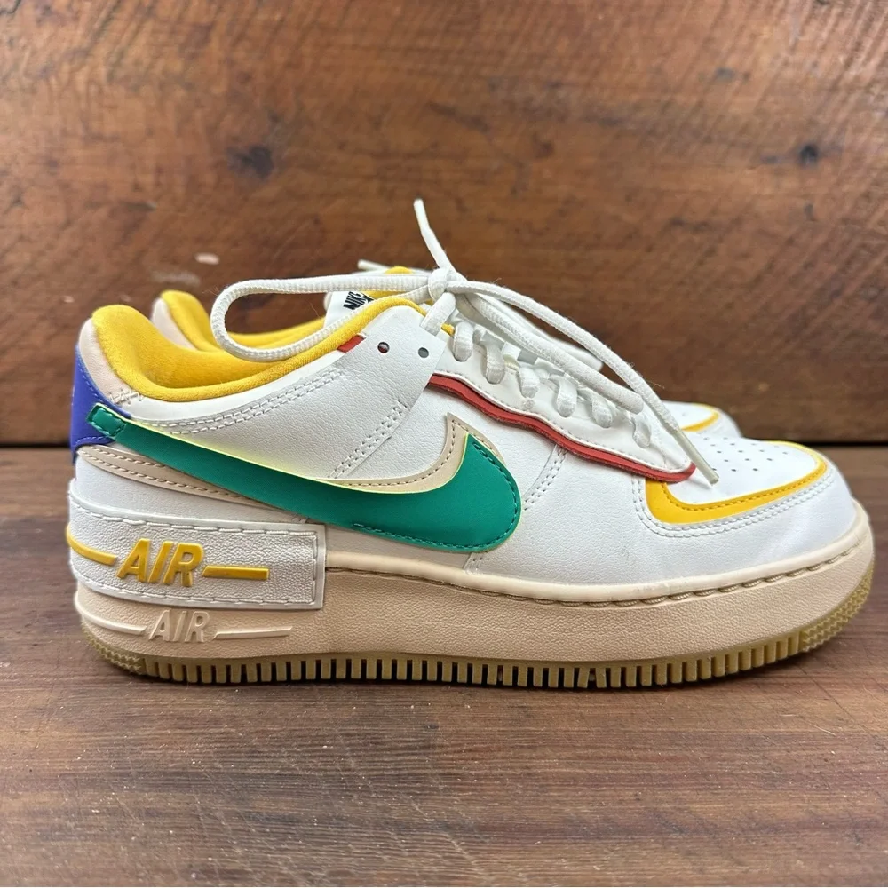 Nike Air Force 1 Shadow Summit Multi Color AF1 8.5 White, Yellow, and Green